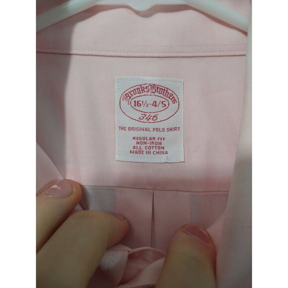 Brooks Brothers Shirt Mens 16.5 4/5 Pink Long Sleeve Button Up Non Iron 346 - Picture 7 of 9